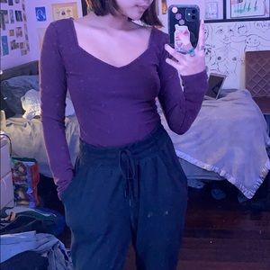 maroon red long sleeve small snug